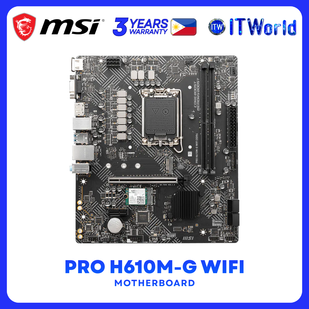 MSI PRO H610M-G WIFI LGA1700 mATX Wi-Fi 5 DDR4 HDMI DP VGA Motherboard itw