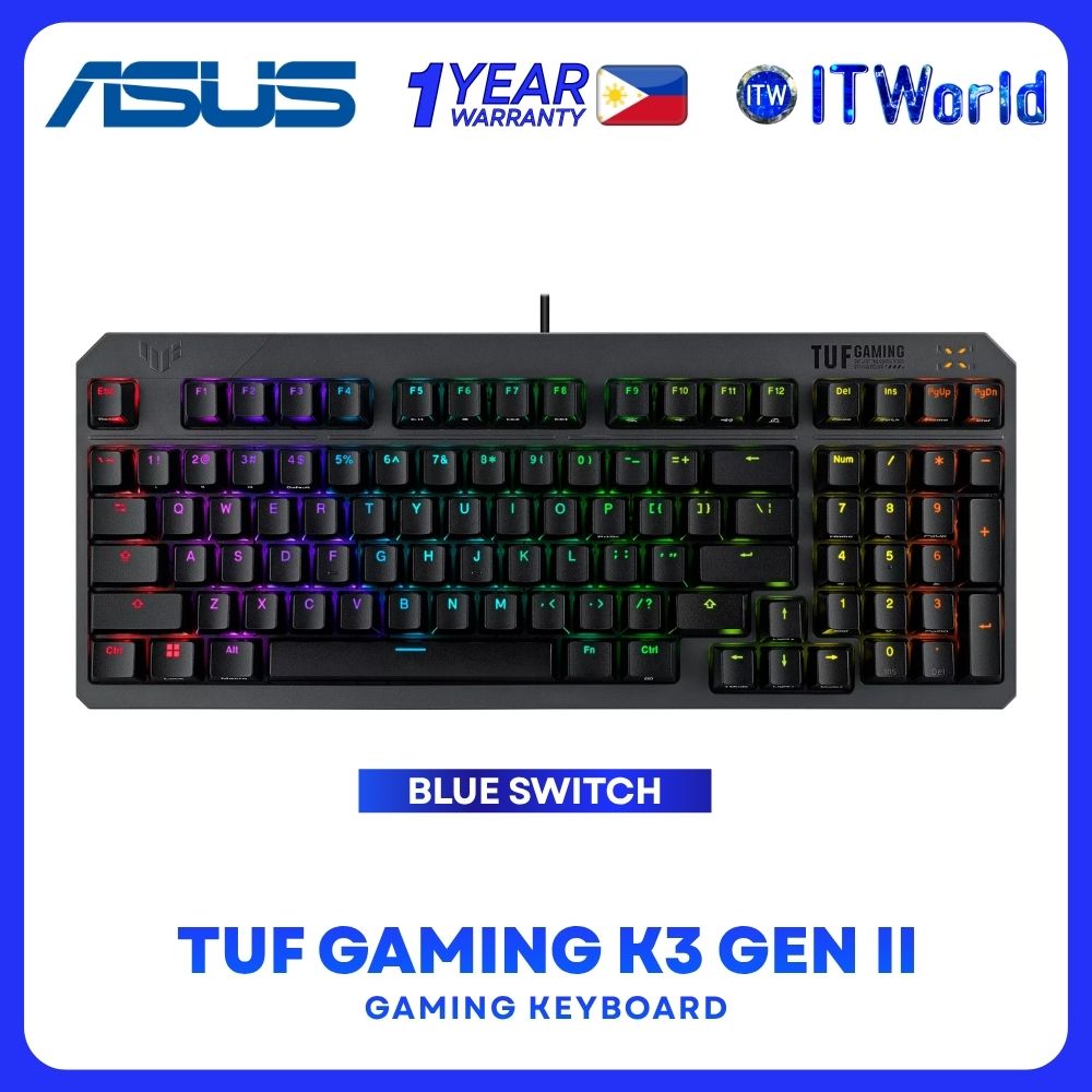 ASUS RA07 TUF GAMING K3 GEN II Optical-Mechanical RGB Wired Gaming Keyboard - Red | Blue Switch