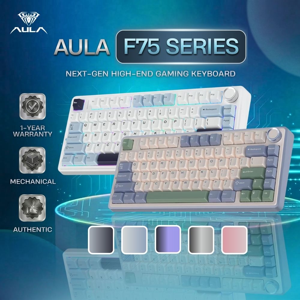 AULA F75 Series Gasket Mechanical Keyboard RGB Hot Swappable 3 Mode Wireless 80 Keys itw