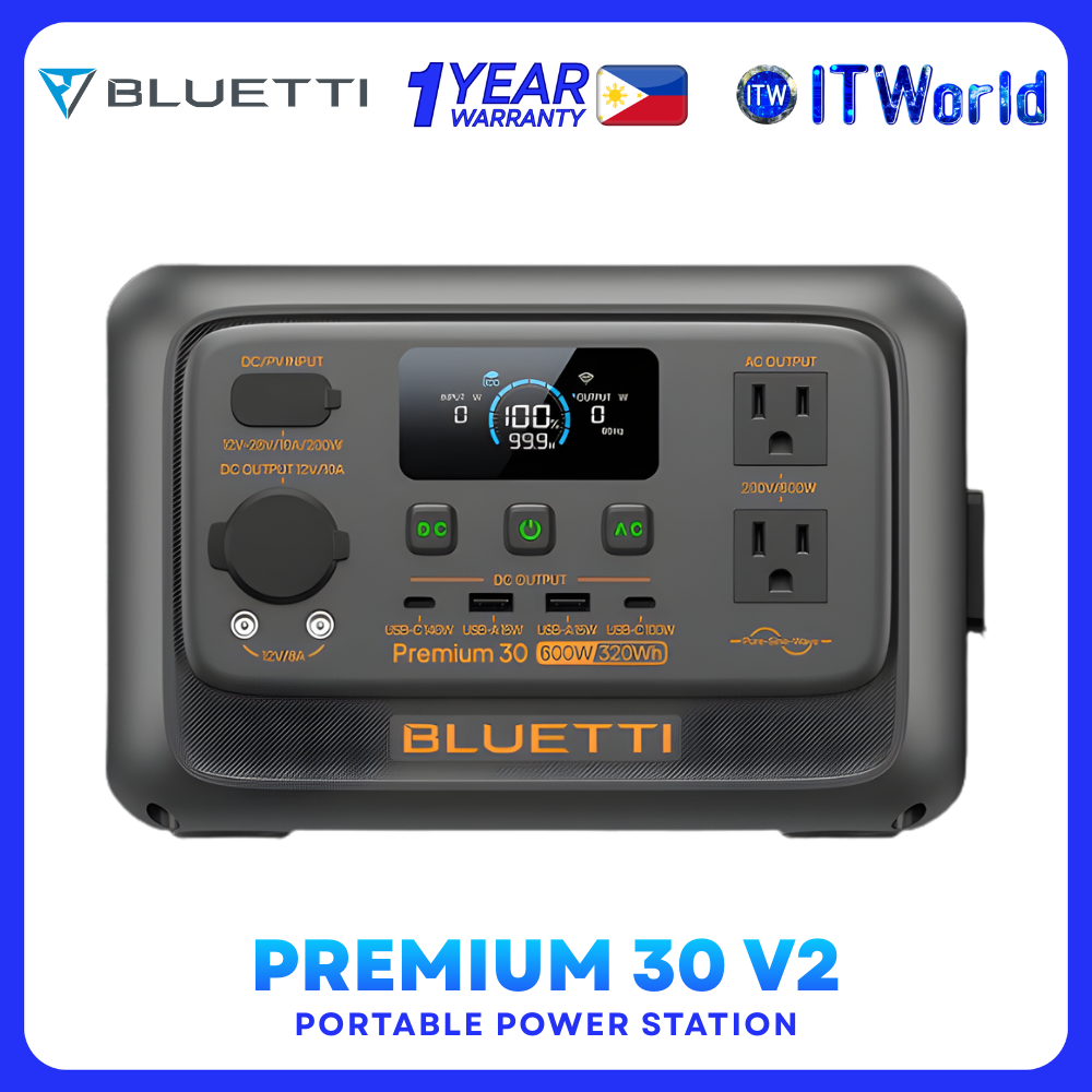 Bluetti Premium 30 V2 - 320Wh LiFePO4 / 600W Portable Power Station for Outdoor & Home itw