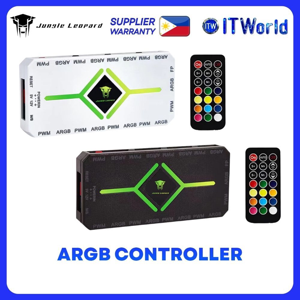 Jungle Leopard 1-to-10 ARGB Fan Hub Remote SATA 5V 3PIN Sync itw (Black)