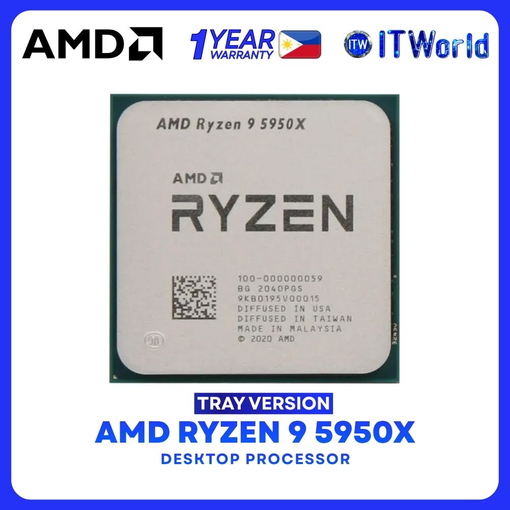 AMD Ryzen 9 5950X - 16 Cores 32 Threads / Up to 4.9GHz / AM4 / Tray Type Desktop Processor