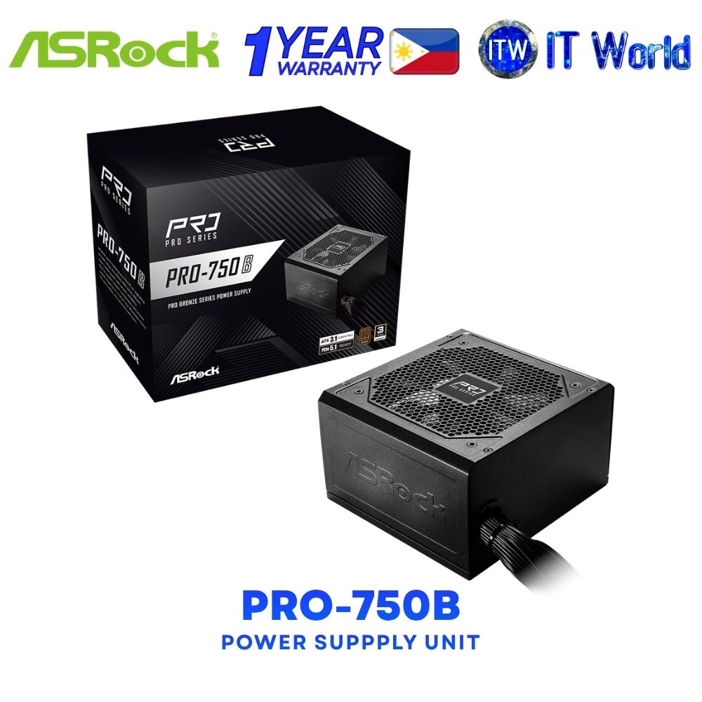 ASRock PRO-750B 750W 80+ Bronze Certified ATX3.1 & PCIe5.1 Ready Low Noise Fan Power Supply Unit