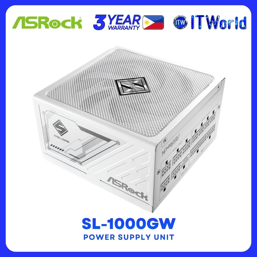 ASRock SL-1000GW 1000W 80 Plus Gold ATX 3.1 PCIe 5.1 Fully Modular Power Supply Unit - White