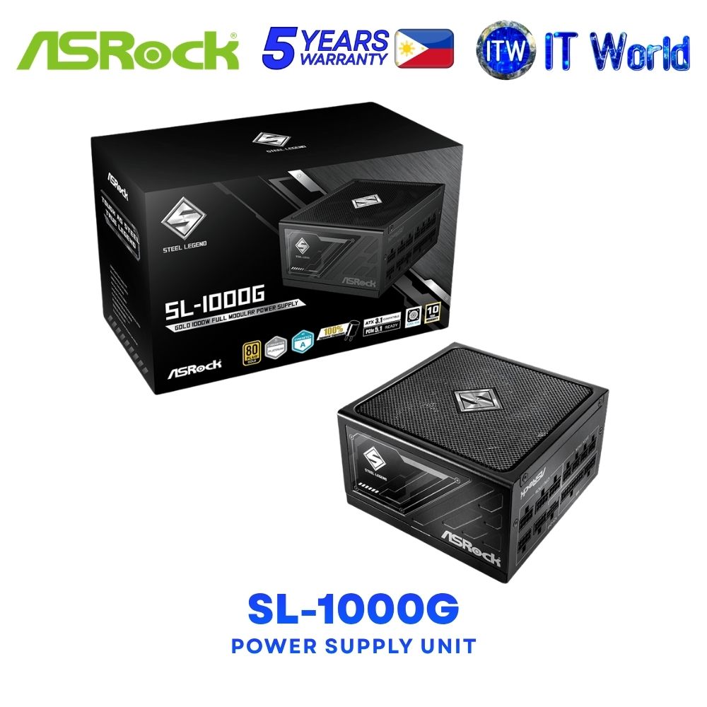 ASRock SL-1000G 1000W 80+ Gold ATX3.1 Fully Modular Power Supply Unit - Black