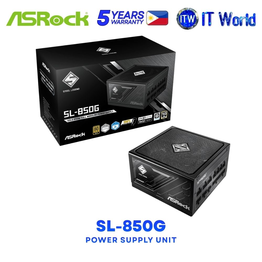 ASRock SL-850G 850W 80+ Gold ATX3.1 Fully Modular ower Supply Unit - Black