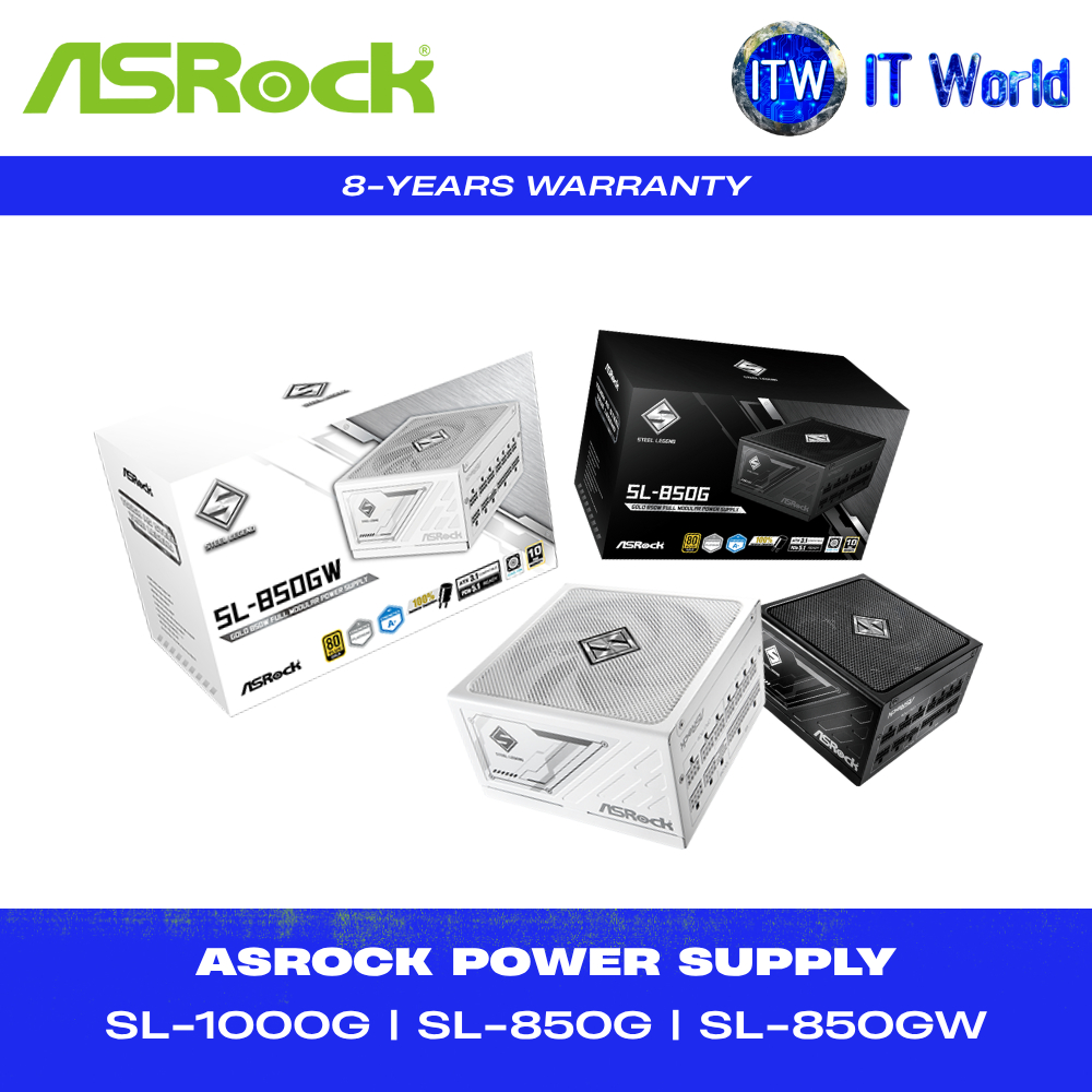 AsRock Power Supply Unit ATX 3.1 / 80 Plus Gold / Fully Modular SL-1000G / SL-850G / SL-850GW | itw (SL-850G)