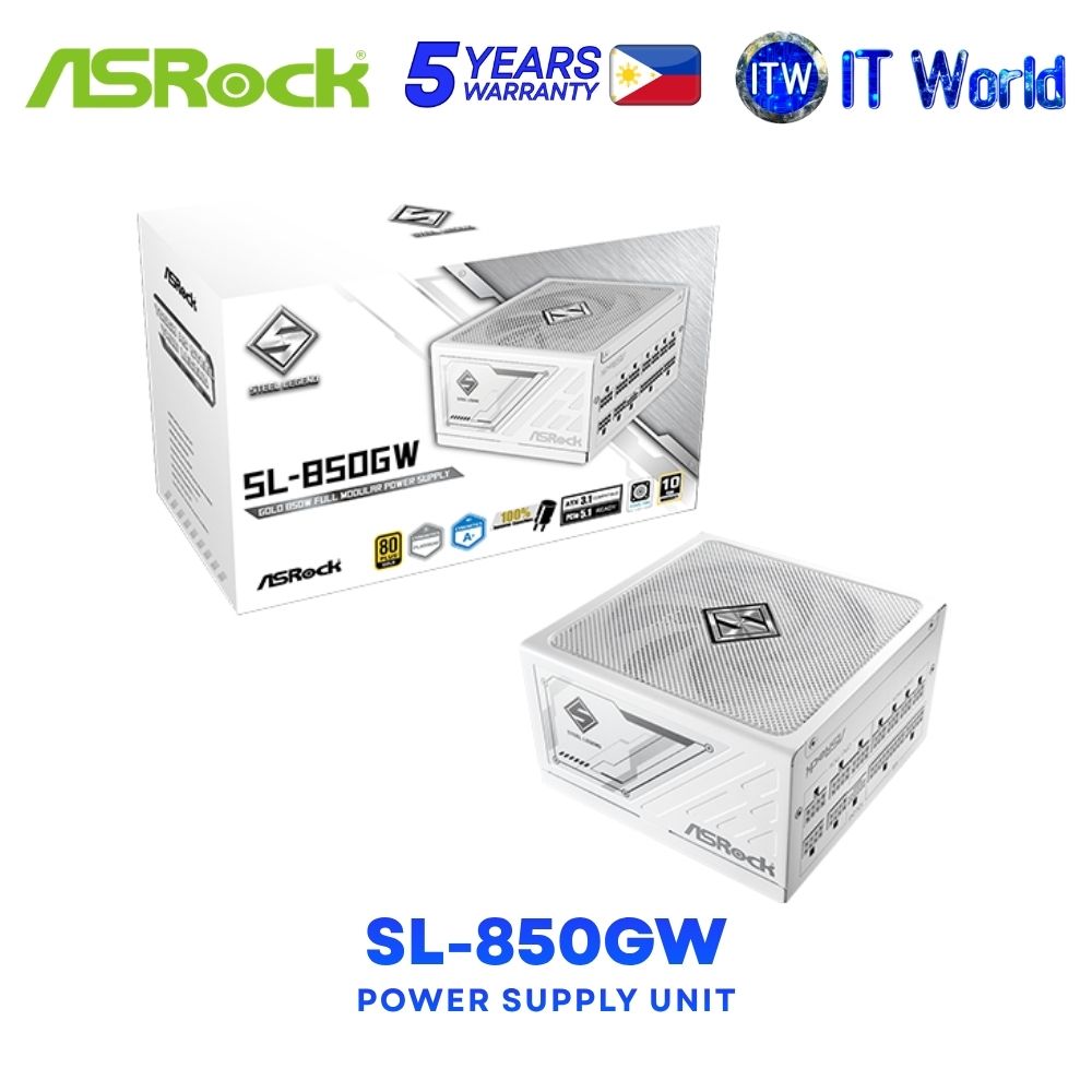 ASRock SL-850GW 850W 80+ Gold ATX3.1 Fully Modular ower Supply Unit - White