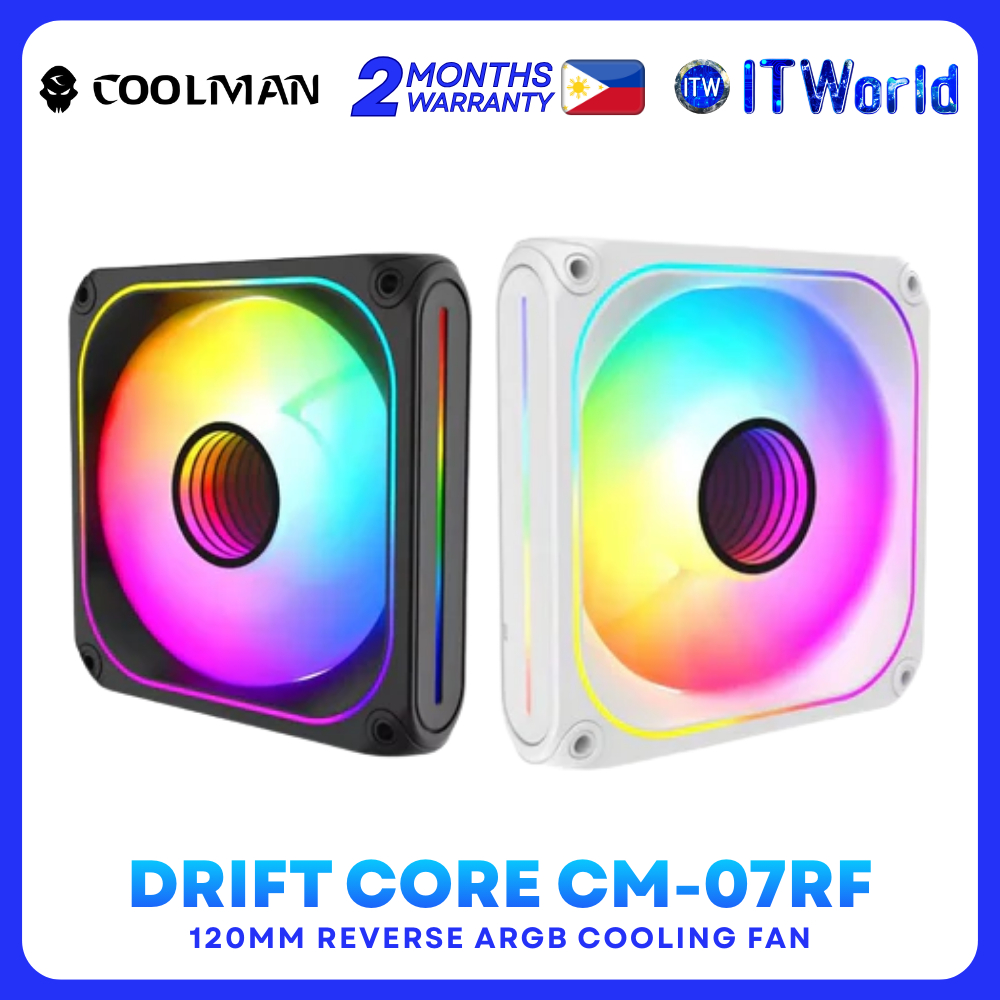 Coolman CM-07RF Drift Core - 120mm ARGB Reverse Cooling Fan | 62.8 CFM PWM itw