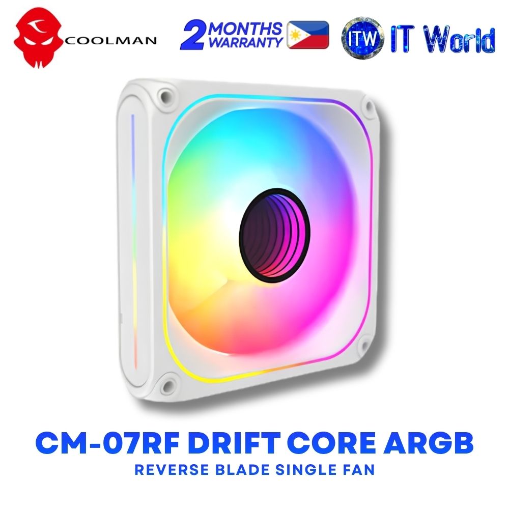 Coolman CM-07RF Drift Core ARGB Reverse Blade 120mm Hydraulic Bearing Single Fan - White