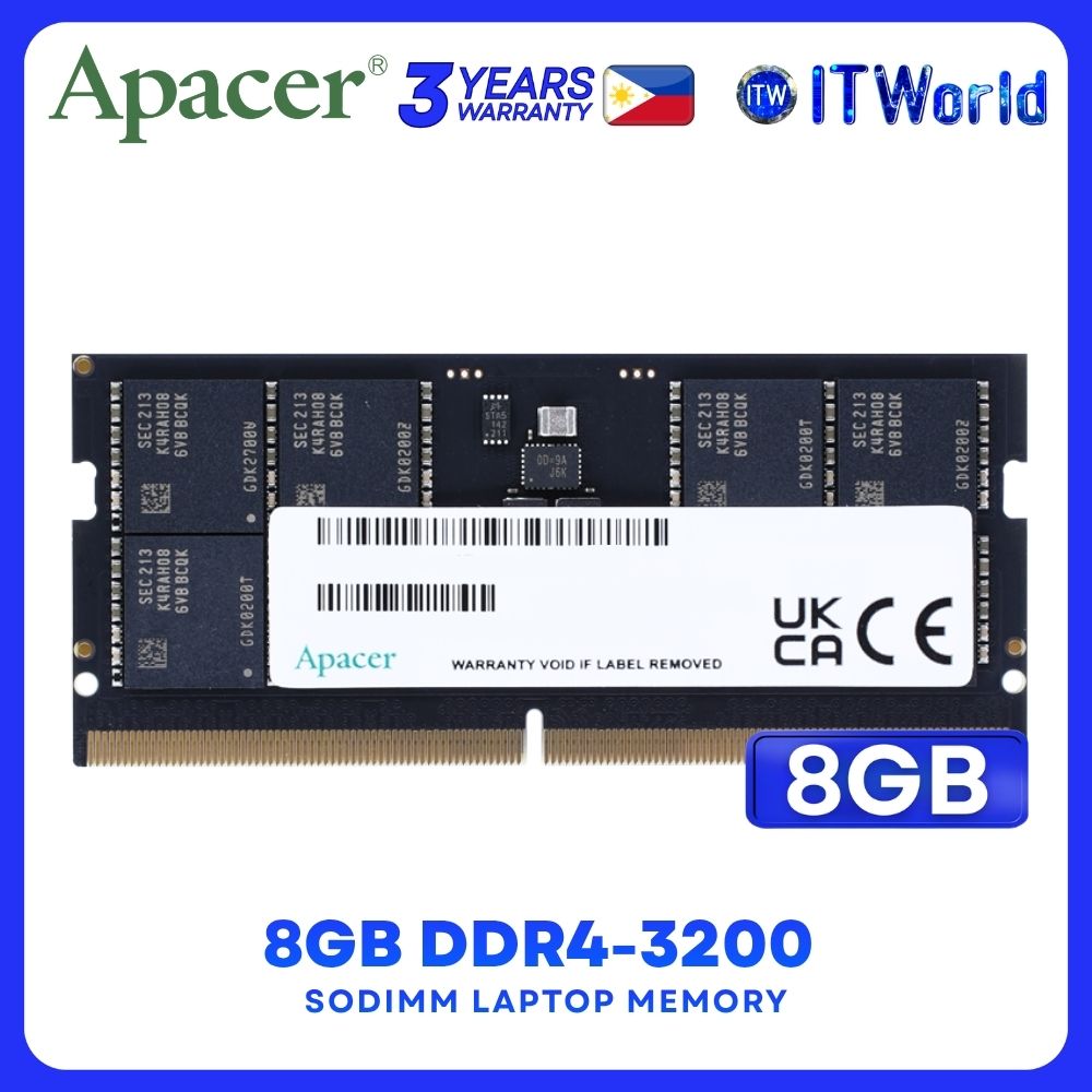 Apacer 8GB DDR4-3200Mhz SODIMM Single Laptop Memory Module AP42320008G1R-001