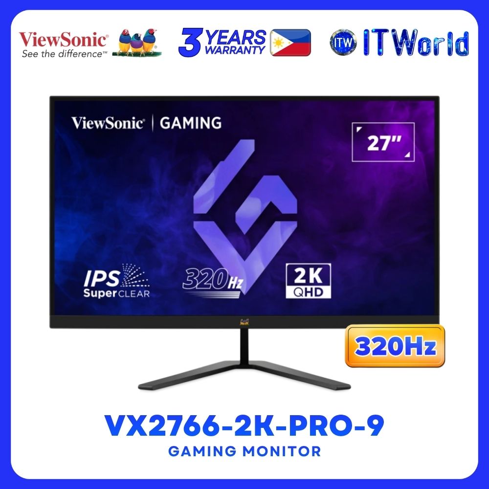 Viewsonic VX2766-2K-PRO-9 27" 2560x1440 QHD / 320Hz / IPS Panel / 2ms GTG / Gaming Monitor