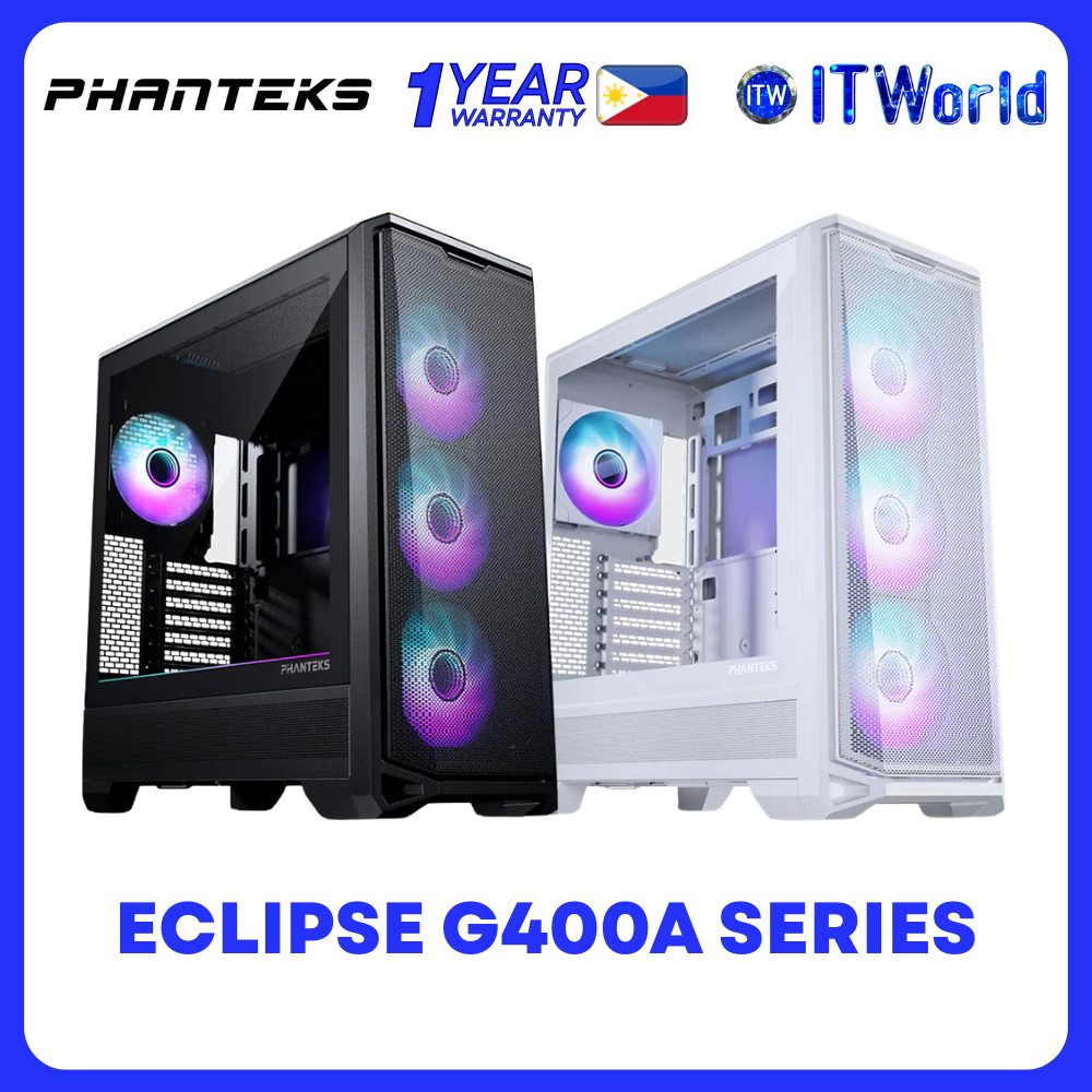 Phanteks Eclipse G400A Tempered Glass Mid-Tower Gaming Case D-RGB Black/White itw