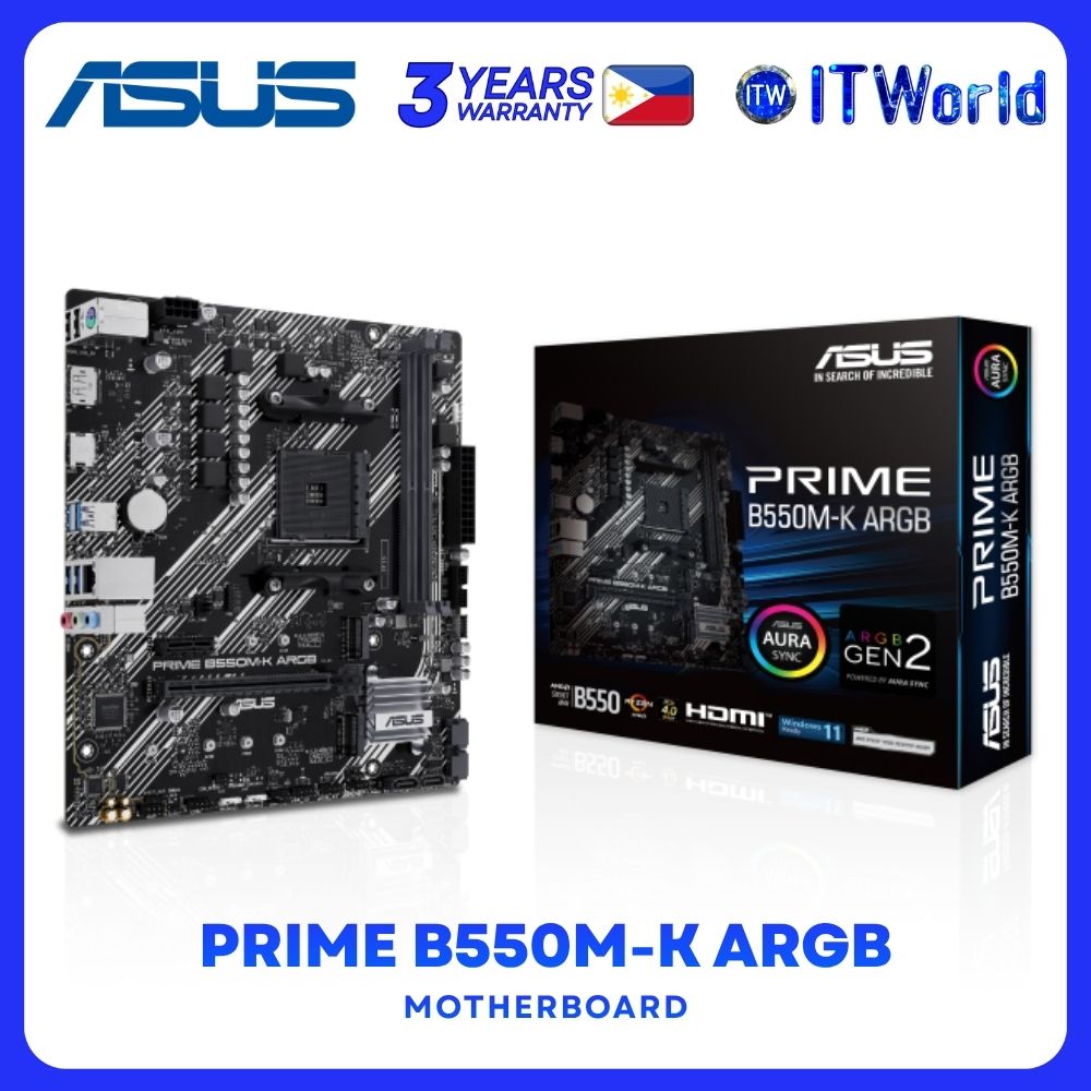 ASUS PRIME B550M-K ARGB Motherboard - mATX / AM4 / DDR4 / PCIe 4.0 / Dual M.2 itw