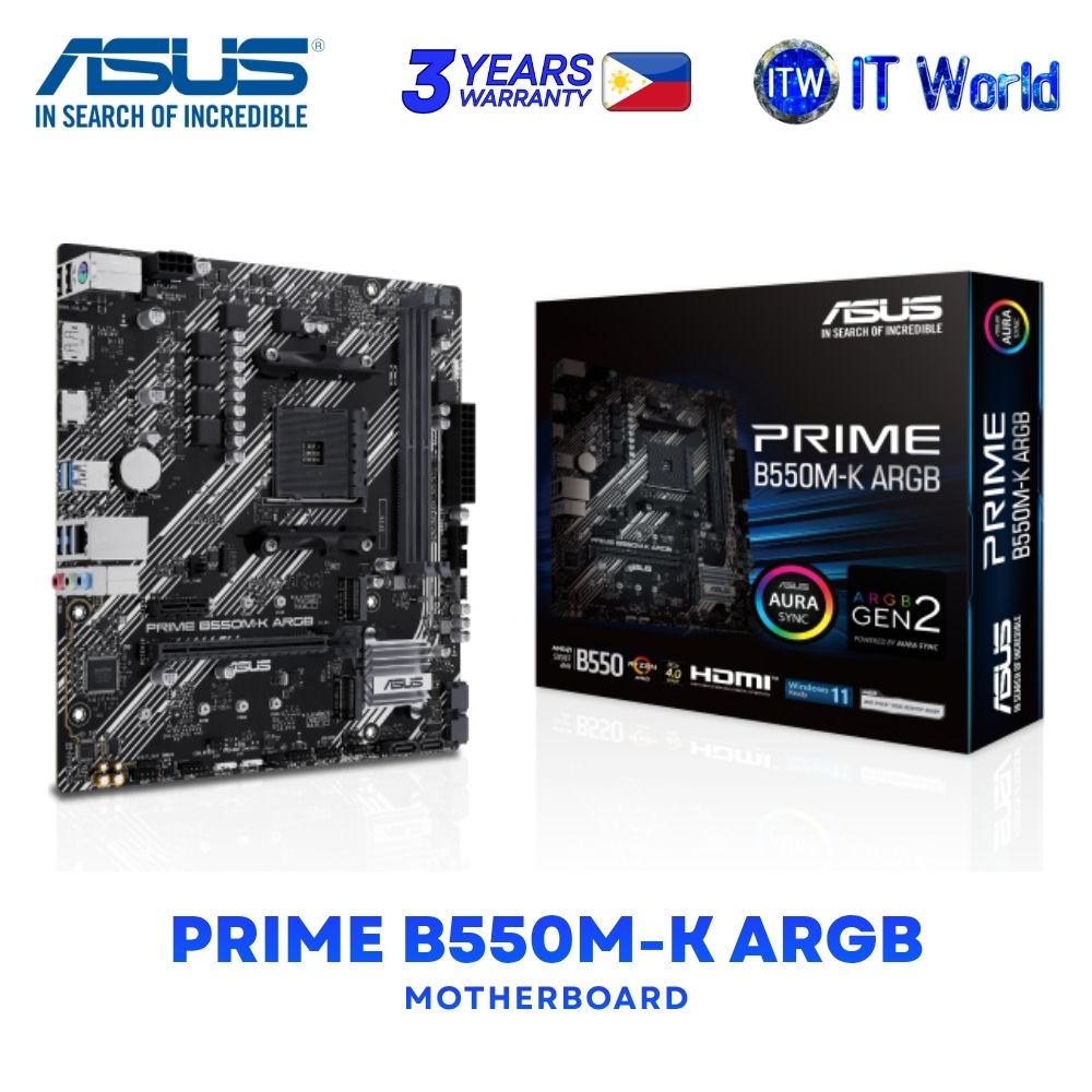 ASUS Prime B550M-K ARGB microATX AM4 DDR4 AMD B550 Chipset Motherboard