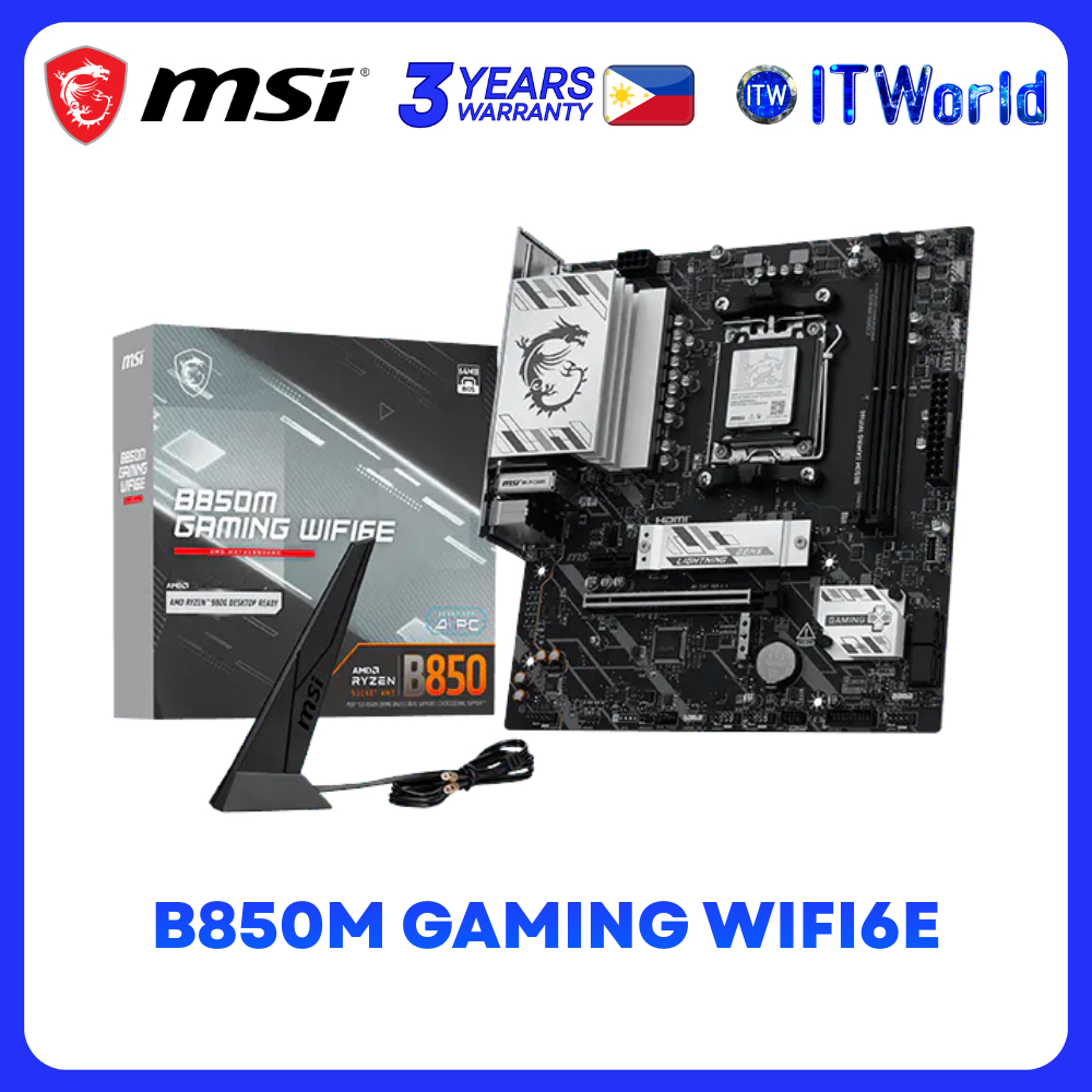 MSI B850M GAMING WIFI6E AM5 DDR5 mATX Wi-Fi 6E 2.5G LAN PCIe 5.0 M.2 Motherboard itw