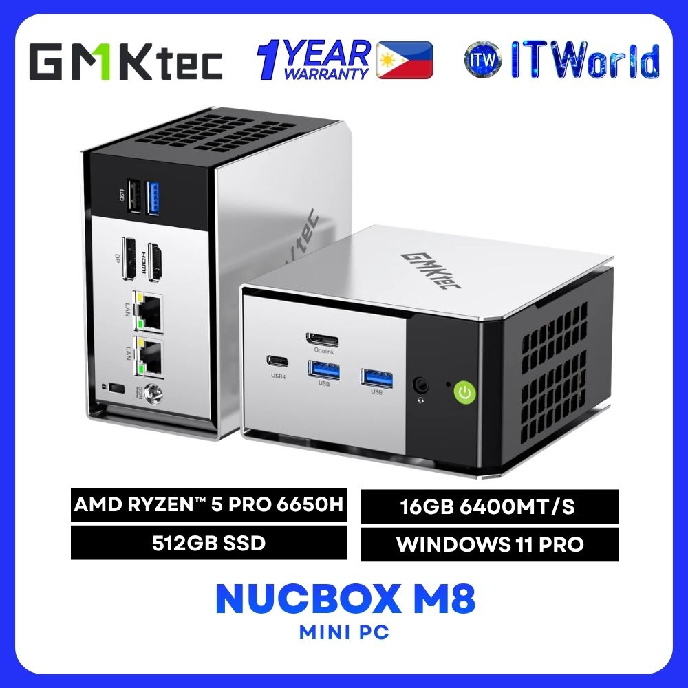 GMKtec Nucbox M8 - AMD Ryzen 5 Pro 6650H / Radeon 660M / 16GB LPDDR5-6400 / 512GB / Mini PC