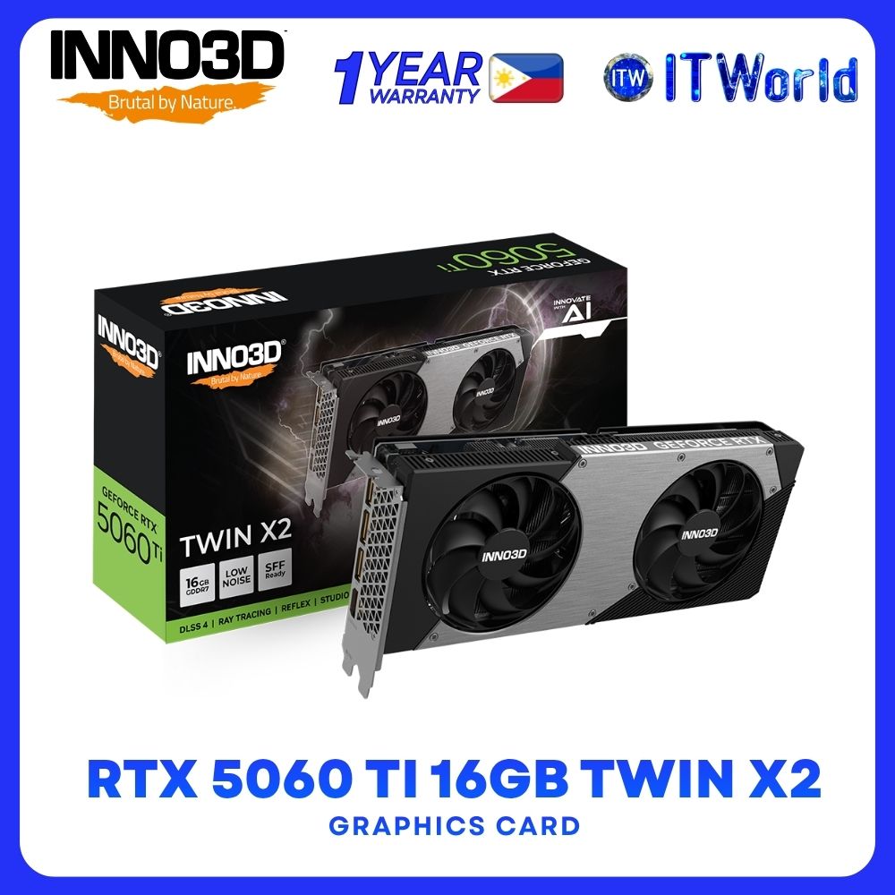 INNO3D GeForce RTX 5060 Ti 16GB GDDR7 Twin X2 Dual Fans Graphics Card N506T2-16D7-191073N