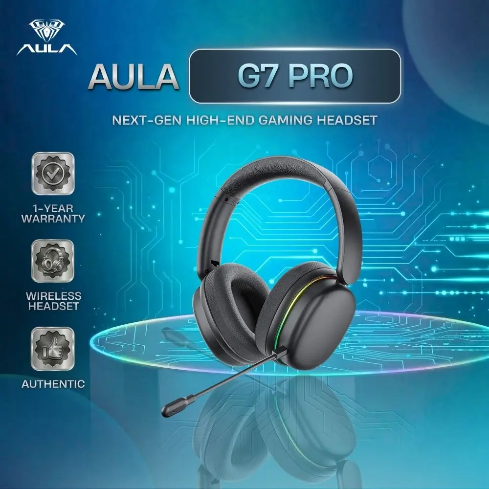 Aula G7 Pro Tri-mode Detachable Wireless 7.1 Surround Sound Gaming Headset - Black | White