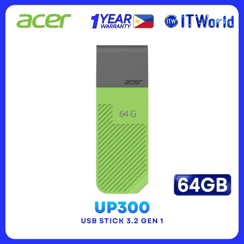 Acer UP300 USB 3.2 Gen 1 Flash Drive 64GB Up to 120MB/s Green BL.9BWWA.721