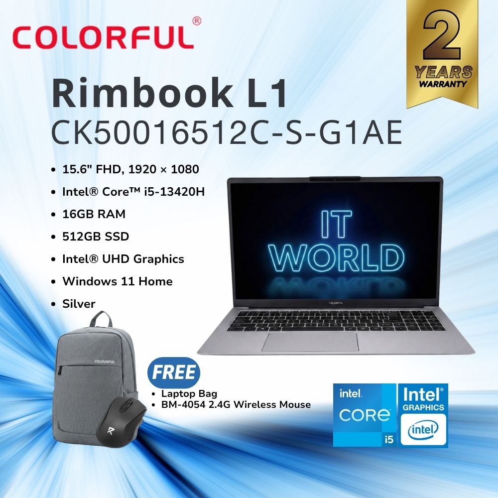 Colorful Rimbook L1 CK50016512C - 15.6" FHD / i5-13420H / 16GB DDR4 / 512GB Laptop - Silver CK50016512C-S-G1AE 