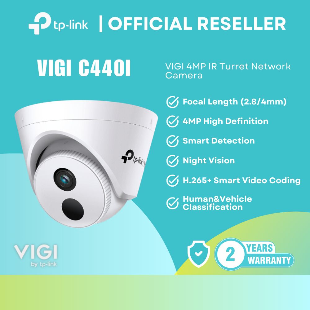 TP-Link VIGI C440I 4MP Smart Detection Night Vision IR Turret Network Camera Focal Length 2.8mm