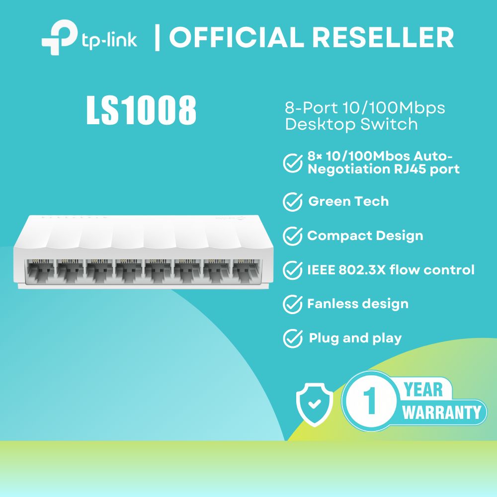 TP-Link LS1008 8-Port 10/100Mbps LiteWave Desktop Switch Fanless Fast Ethernet