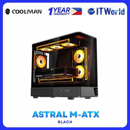 Coolman Astral M-ATX PC Case Digital Screen TG 460mm GPU Black White Astral