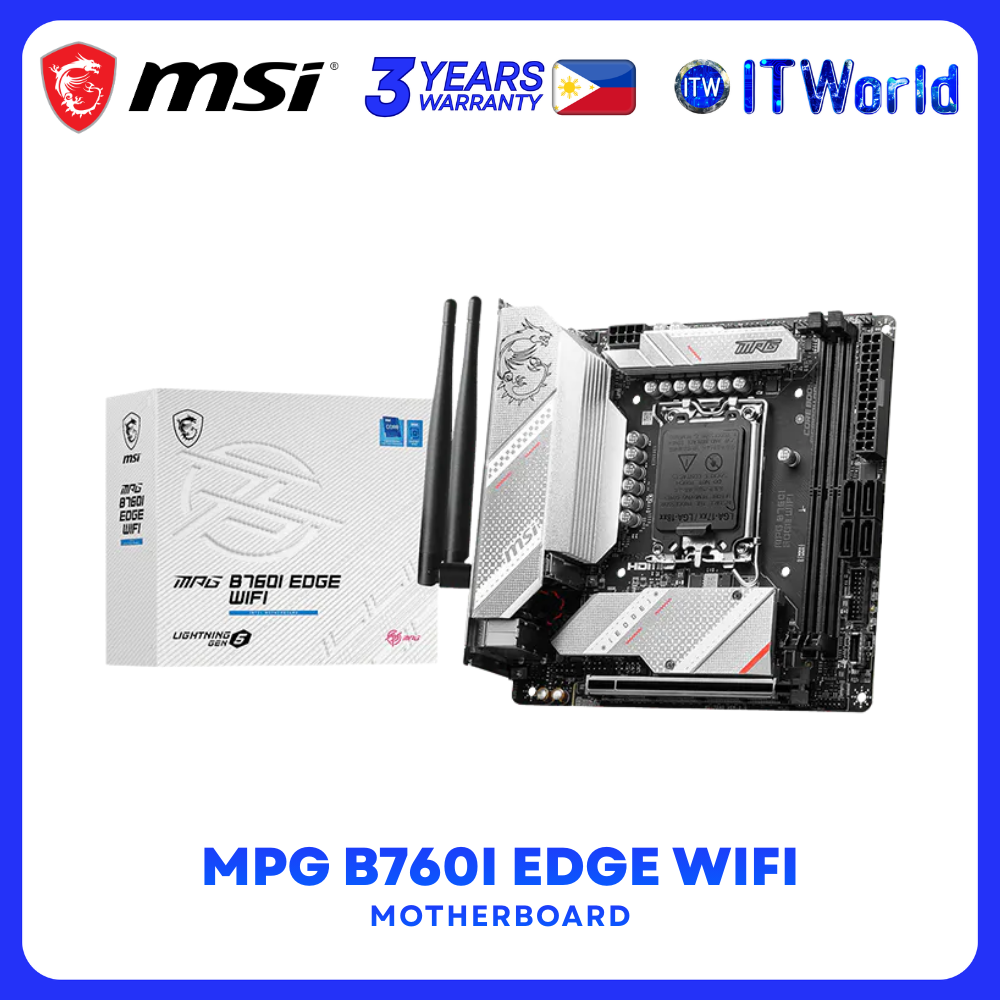 MSI MPG B760I EDGE WIFI Mini-ITX LGA1700 DDR5 PCIe 5.0 Wi-Fi 6E 2.5G LAN Motherboard