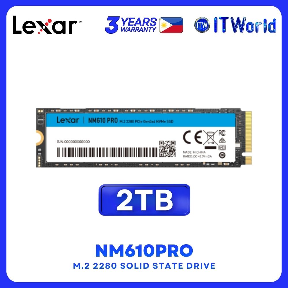 Lexar NM610PRO M.2 2280 PCIe Gen3x4 NVMe read up to 3000MB/s Internal SSD - 500GB | 1TB | 2TB itw