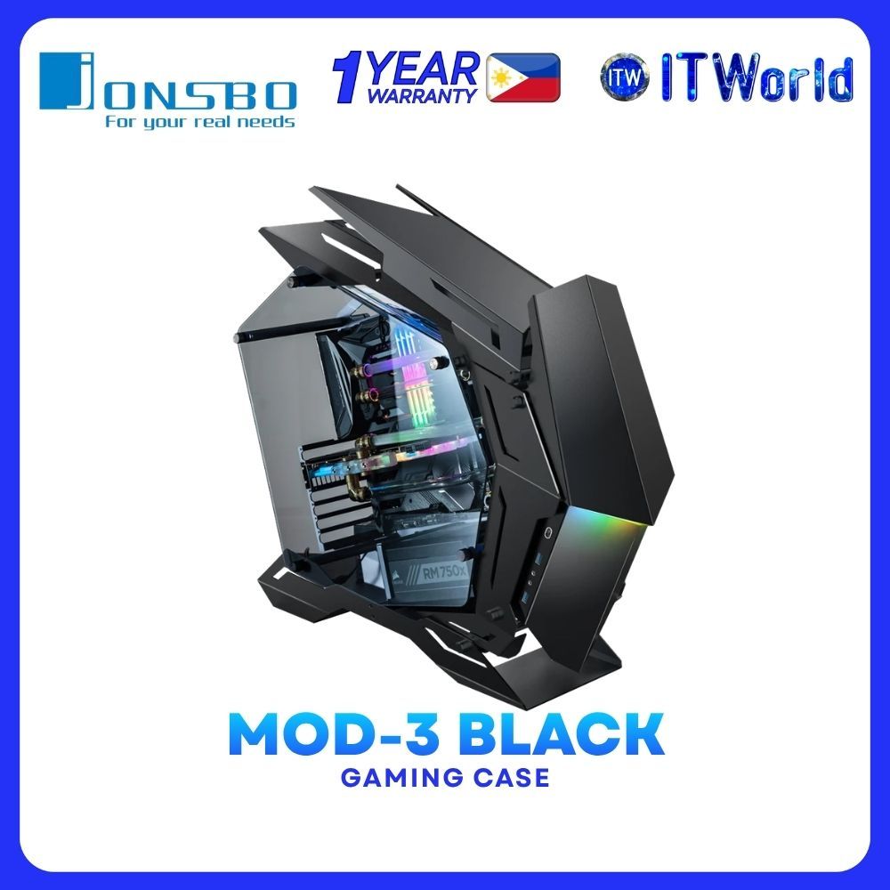 Jonsbo MOD-3 Black Gaming Case EATX Tempered Glass 360mm Liquid Cooler MOD3BK itw