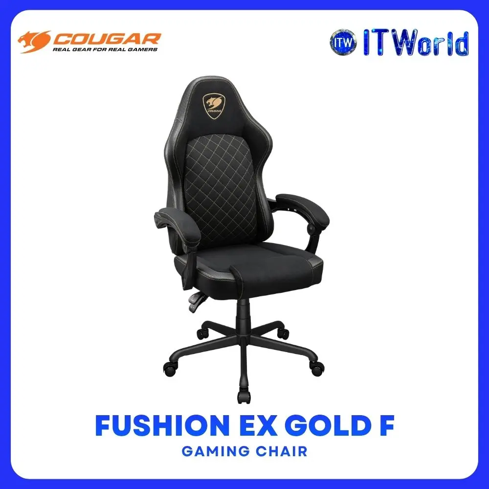 Cougar Fushion EX Dynamic Linkage Arm Rest Suede-like Fabric Gaming Chair - Ash F | Gold F
