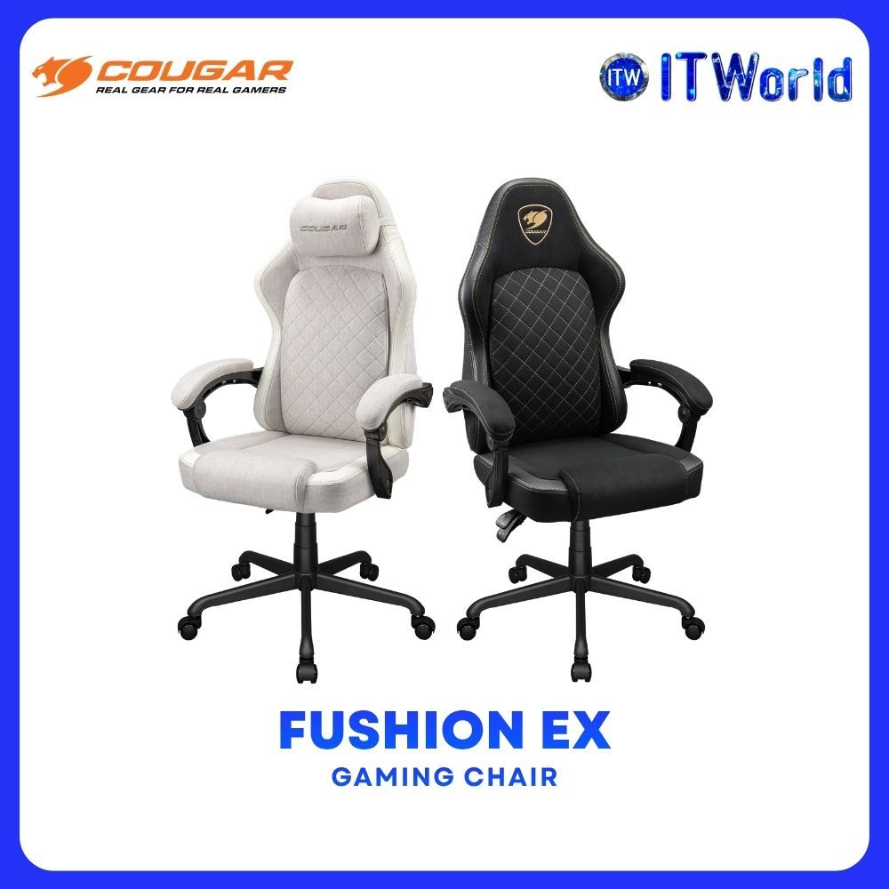 Cougar Fushion EX Dynamic Linkage Arm Rest Suede-like Fabric Gaming Chair - Ash F | Gold F itw