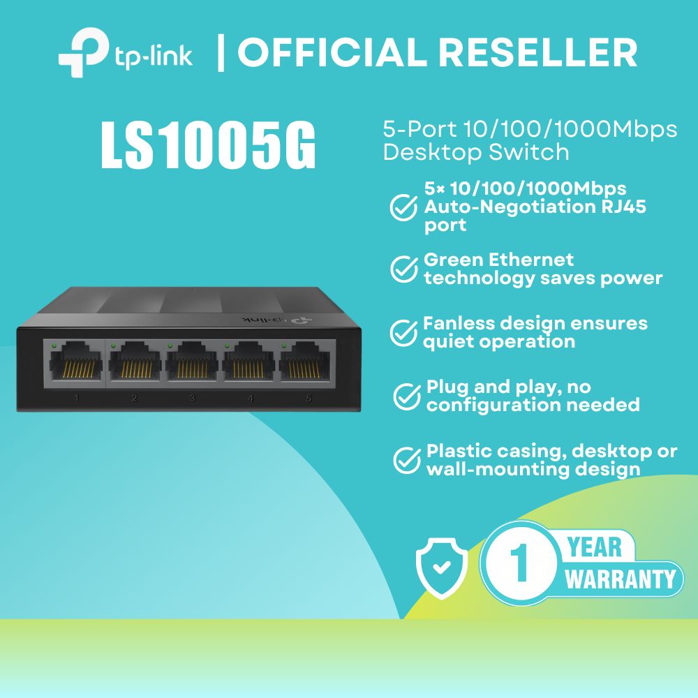TP-Link LS1005G 5-Port Gigabit 10/100/1000Mbps Desktop Switch