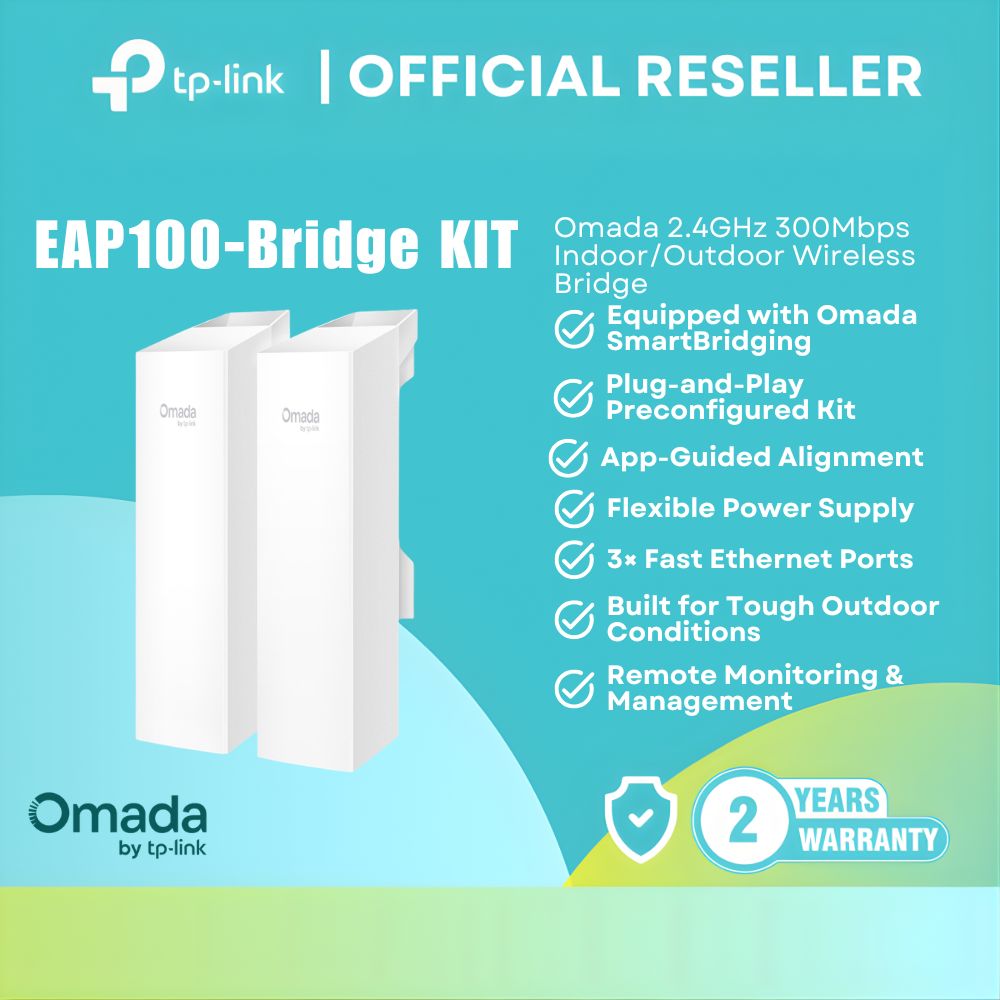 TP-Link EAP100-Bridge KIT Omada Wireless Bridge 300Mbps 2.4GHz IP65 Outdoor