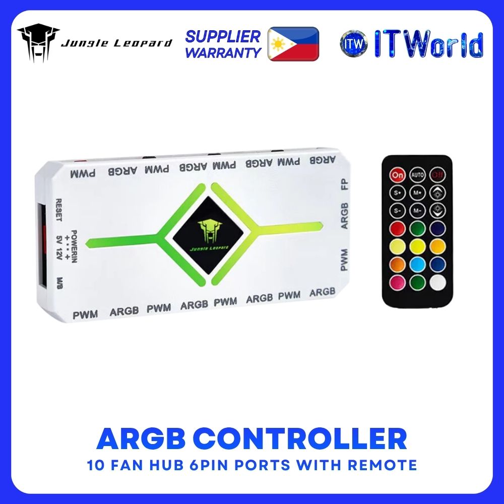 Jungle Leopard 1-to-10 ARGB Fan Hub Remote SATA 5V 3PIN Sync itw