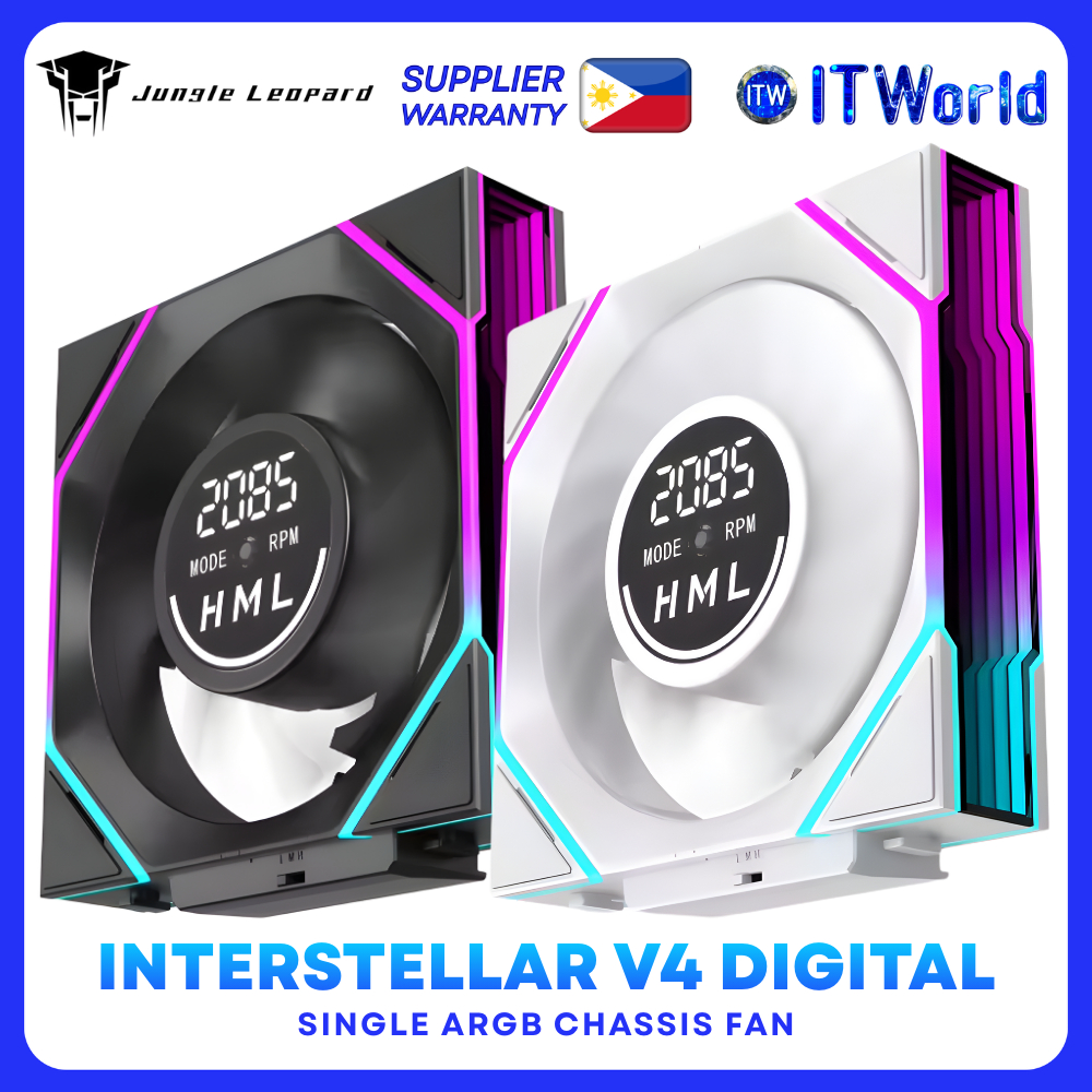 Jungle Leopard Interstellar V4 Digital ARGB Chassis Fan Black/WhiteINTERSTELLAR V4 DIGITAL WHITE SINGLE