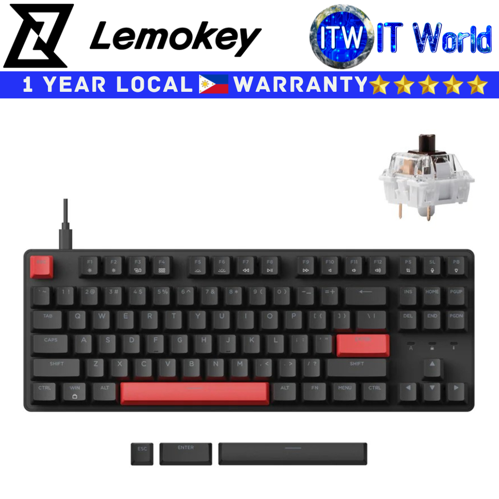 Lemokey Wired Mechanical Keyboard X1 QMK/VIA Black Red Backlight Brown Switch (X1-A3) | itw