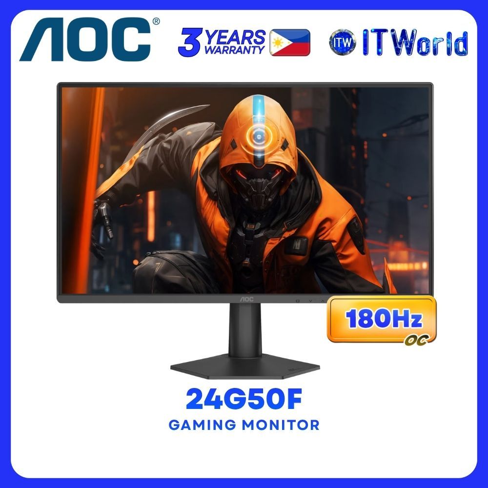 AOC 24G50F - 23.8" 1920x1080 FHD / 180Hz OC / IPS / 0.5ms MPRT, 4ms GTG / Gaming Monitor itw