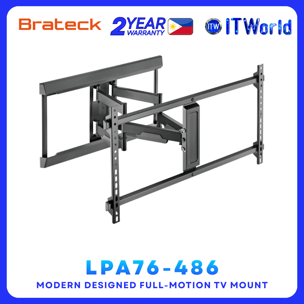 Brateck LPA76-486 - 60kg Capacity / 43"-90" TVs / Indoor Use - Full-Motion TV Wall Mount ITW