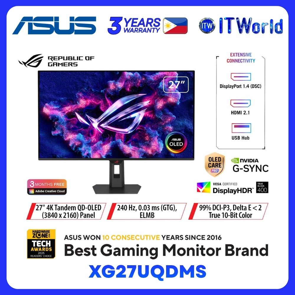ASUS ROG Strix OLED XG27UQDMS - 27" 4K(3840x2160) / 240Hz / QD-OLED / 0.03ms GTG / Gaming Monitor