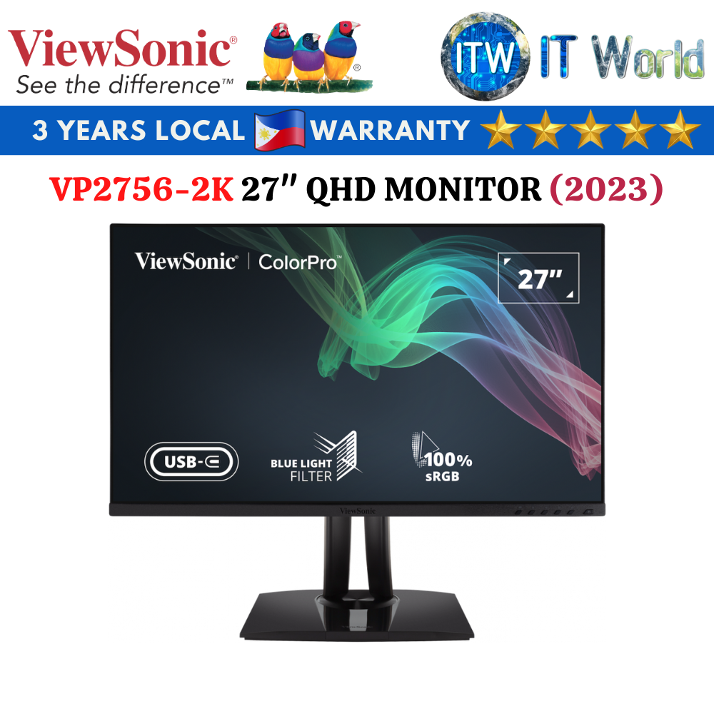 Viewsonic VP2756-2K 27&quot; 2560x1440 (QHD), 60Hz, IPS, 5ms, Flicker-free Monitor (2023 Model)