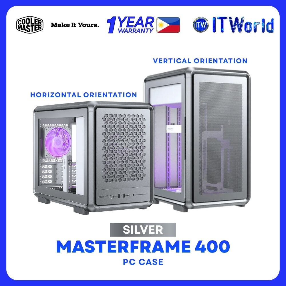 Cooler Master MasterFrame400 Mesh Dual Orientation Mid-Tower Tempered Glass PC Case - Silver