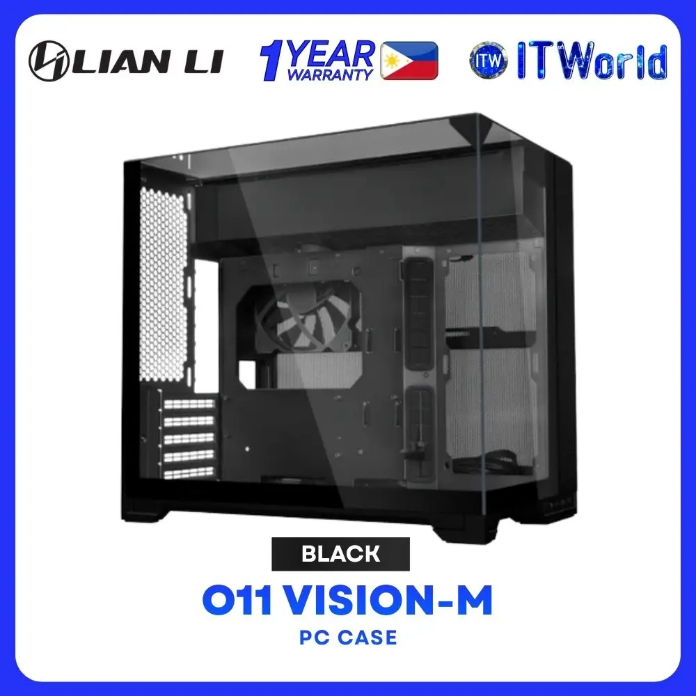 Lian Li O11 Vision-M Compact Dual Chamber Tempered Glass PC Case - Black | White
