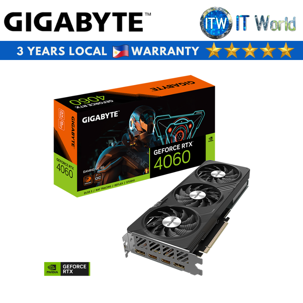 ITW | Gigabyte Geforce RTX 4060 Gaming OC 8GB GDDR6 Graphics Card (GV-N4060GAMING-OC-8GD)