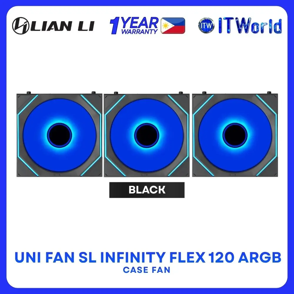Lian Li Uni Fan SL Infinity Flex 120 ARGB Fluid Dynamic Bearing Triple Fan - Black | White
