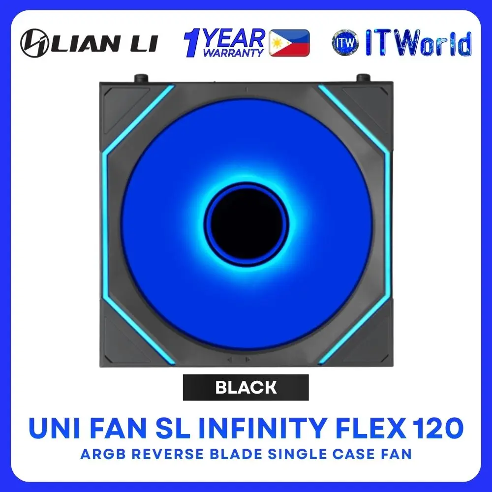 Lian Li Uni Fan SL Infinity 120 ARGB Reverse Blade Fluid Dynamic Bearing Single Fan - Black | White
