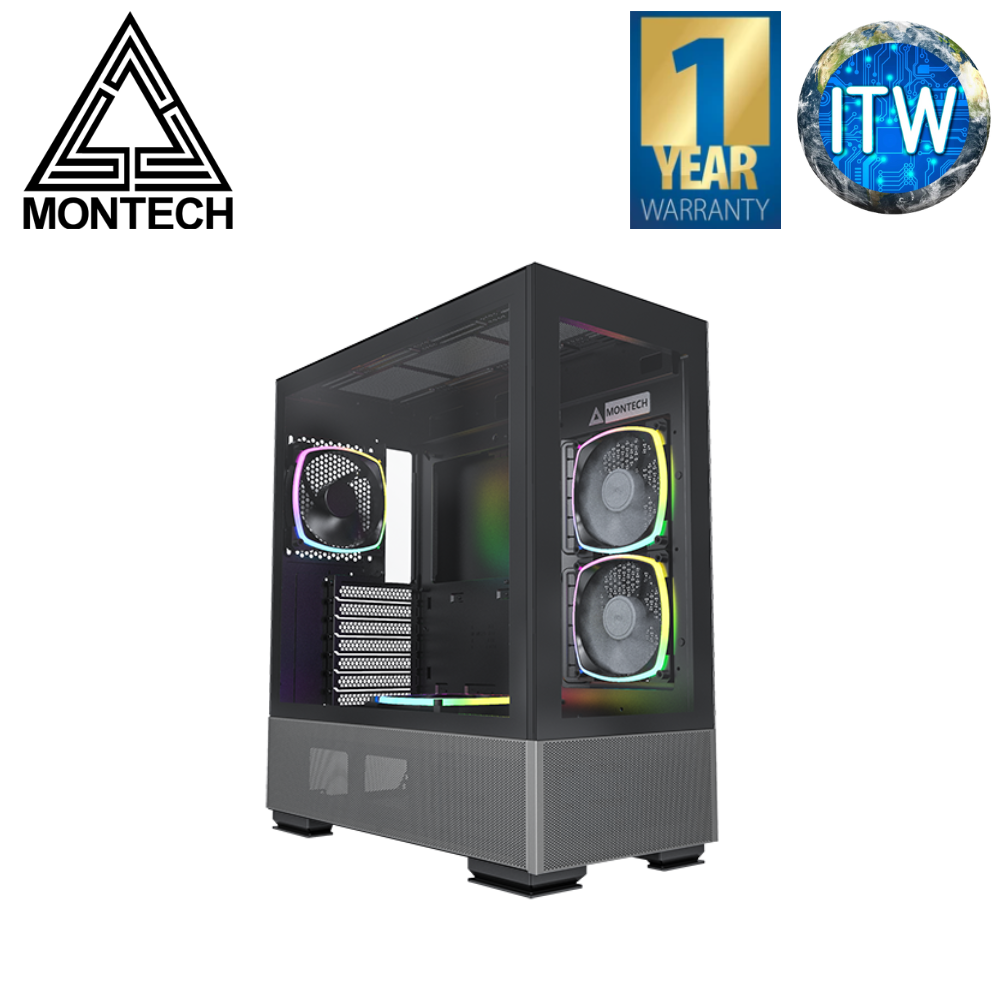 Montech Sky Two ATX/MicroATX/Mini ITX Tempered Glass PC Case (Black)