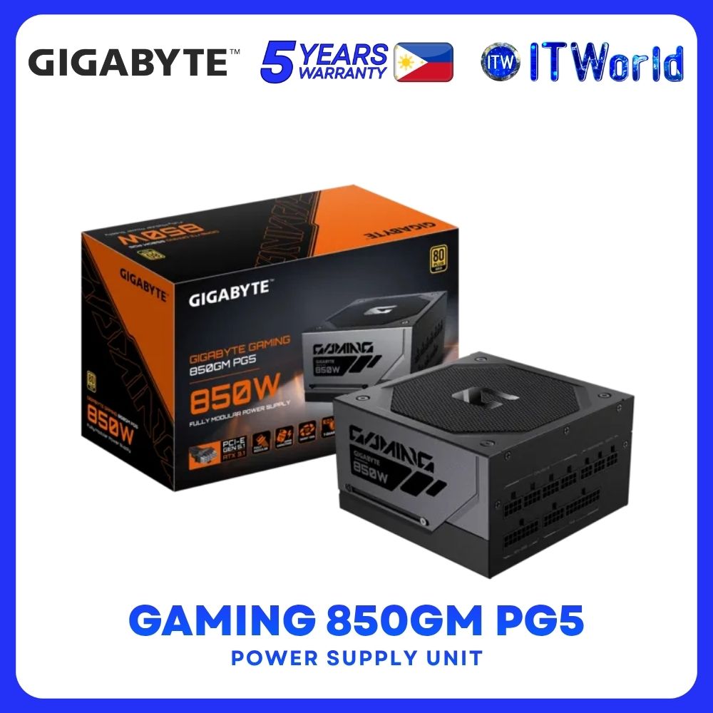 Gigabyte Gaming 850GM PG5 850W 80+ Gold Fluid Dynamic Bearing Power Supply Unit GP-GME850GM-PG5