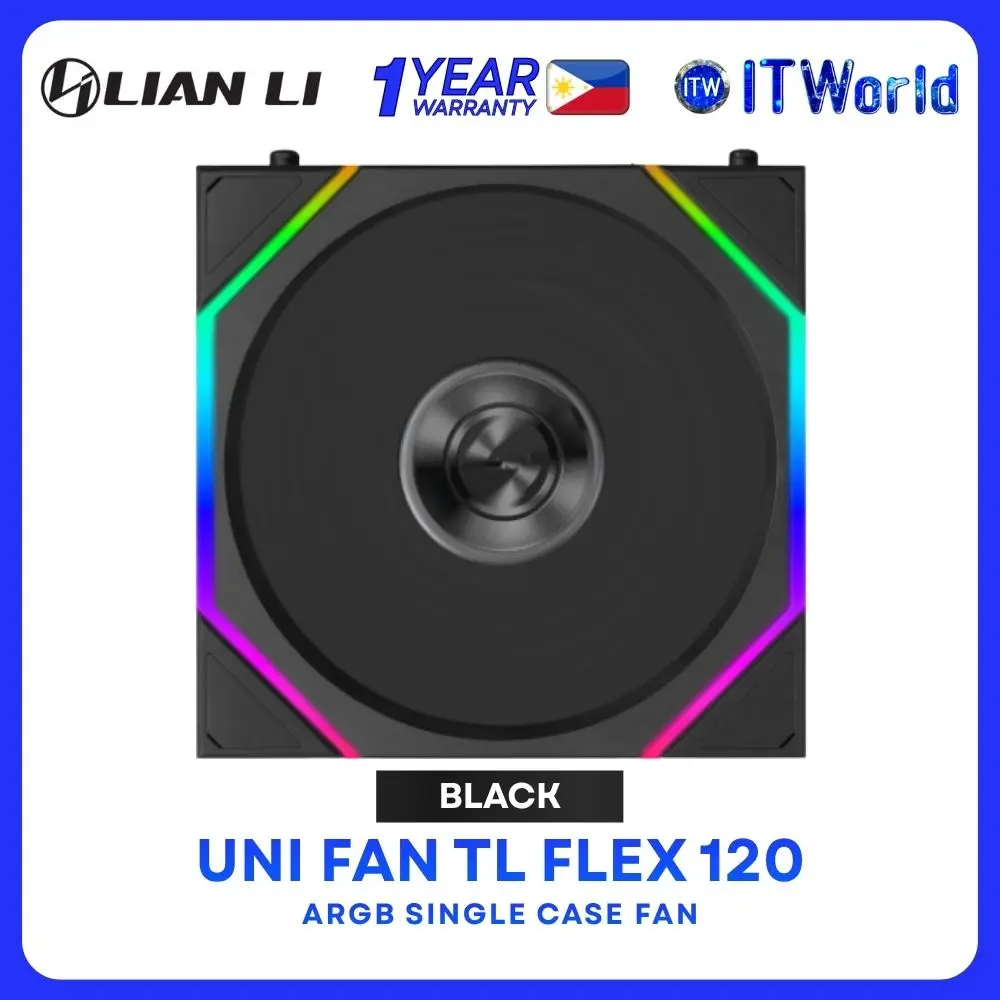 Lian Li Uni Fan TL Flex 120 ARGB Fluid Dynamic Bearing Single Standard Case Fan - Black | White